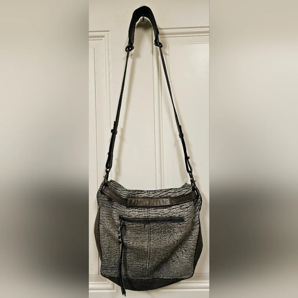 KOOBA Parker Neiman Marcus Gray  LEATHER PURSE crossbody bucket handbag - Picture 5 of 16